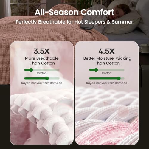 Cotton Blanket for King Size Bed, 108x90 Waffle Layering Blanket