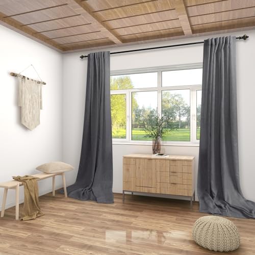KOUFALL Grey Curtains for Living Room 96 Inches Long,Light Fitering