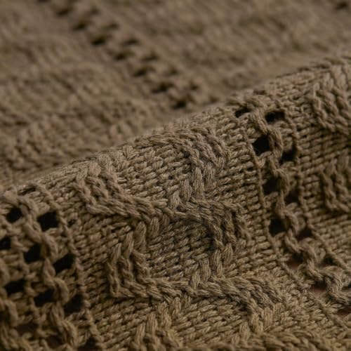 Artoid Mode Coffee Woven Farmhouse Hollow Table Runner 12x120 Inch