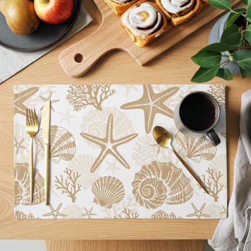 Placemats Set of 8, Khaki Coastal Summer Woven Placemat, Linen Place