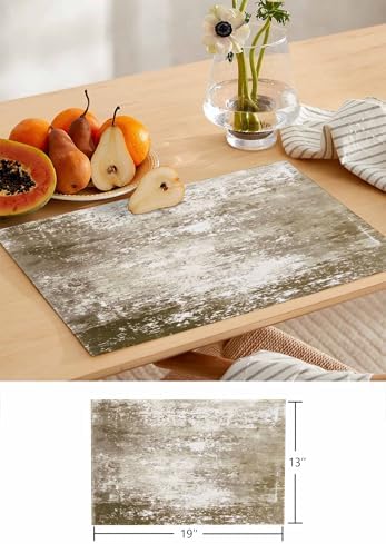 Shabby Brown Table Runner and Placemats for Dining Table,Burlap Coffee