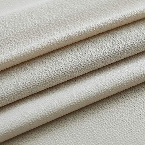 KOUFALL Beige Grommet Semi Sheer Faux Linen Curtains for Bedroom
