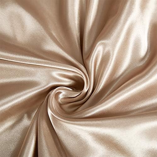 AiMay 6 Piece Satin Bedding Sheet Set Queen Taupe Deep Pocket 1800