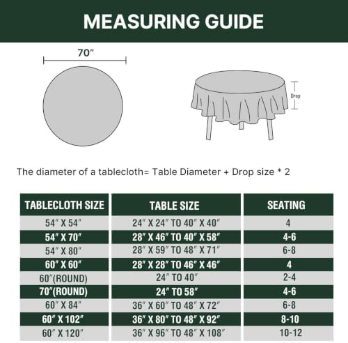 H.VERSAILTEX Linen Textured Table Cloths Round 70 Inch Premium Solid