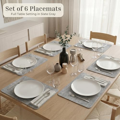 Faux Leather Placemats Set of 6, Reversible Luxury Table Mats