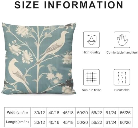 Chenonceau Birds and Botanicals Aquamarine Decorative Throw Pillow
