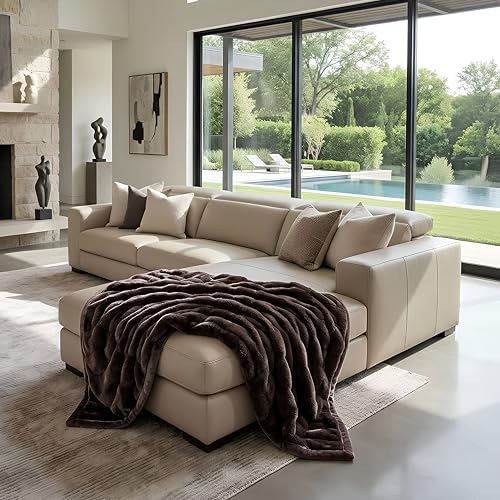 Mon Chateau 60" x 70" Hearthside Faux Fur Throw Blanket, Chestnut