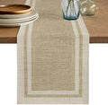 Beige Vintage Table Runner 108 Inches, Rustic Farmhouse Retro Art