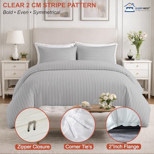 SLEEP-NEST Hotel Luxury Classic Wide Stripe Duvet Cover King 104x90