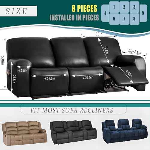 JOKIVTOU PU Leather Recliner Sofa Cover