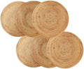 i-lan Set of 6 Round Rattan Placemats 12 Inch - Handmade Woven Wicker