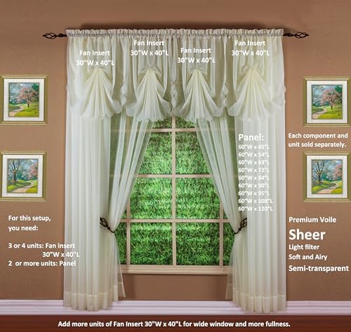 Today's Curtain Emelia Original Voile Panel 120", Ecru, 60" W x 120" L