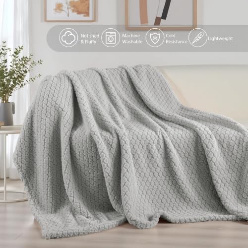 Exclusivo Mezcla Soft Fleece King Size Blanket for Bed, Light Grey
