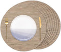 15 Inch Round Placemats Set of 8, Washable Vinyl Woven Place Mats
