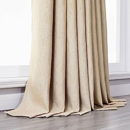 Grommet Blackout Curtains for Bedroom, Linen Solid Color Room