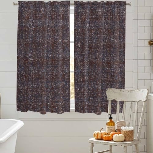 Brown Window Curtains 72 Inch Length, Farmhouse Vintage Chocolate