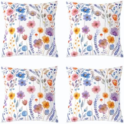 jejeloiu Floral Throw Pillow Covers Set of 2 Wildflower Botanical