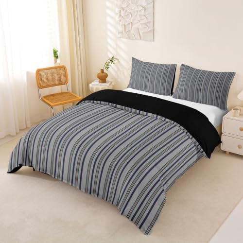 Erosebridal Gray Stripes King Duvet Cover | Men Women Kids Simple