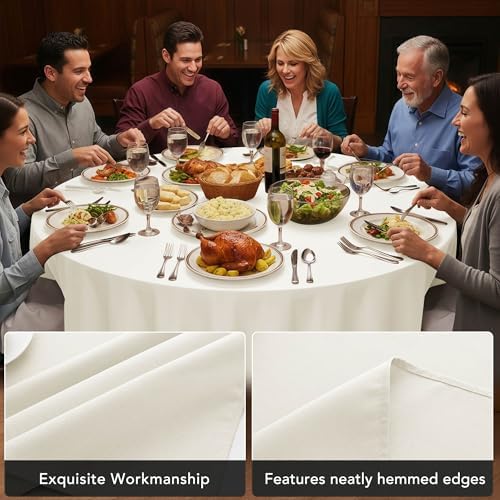 10-Pack Ivory Round Tablecloths, 90 in, for 4-5 Ft Round Tables