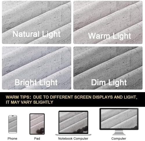 PrinceDeco Linen Texture Curtains Full Blackout Curtains 120 inch Long