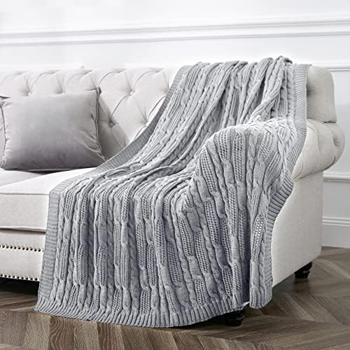 Aormenzy Cable Knit Throw Blankets 50 x 60 Inches, Soft Cozy and