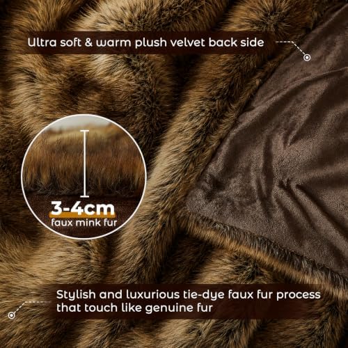 GEMBED Fluffy Faux Fur Throw Blanket - Thick Warm Blanket 60"x80"