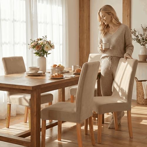 Velvet Stretch Dining Room Chair Covers - Colorful and Washable Parson