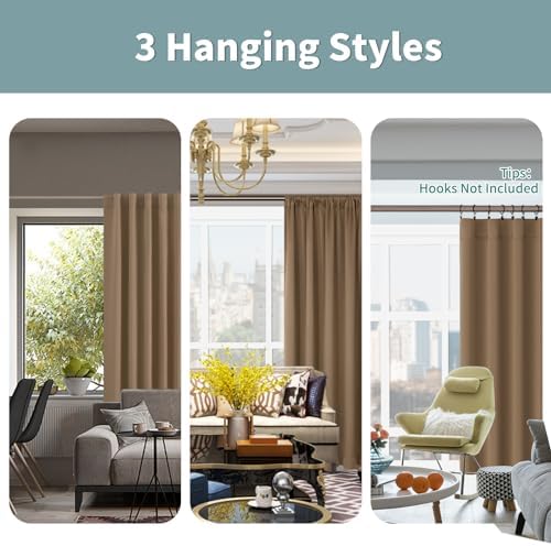 BGment Taupe Thermal Insulated Blackout Curtains for Bedroom