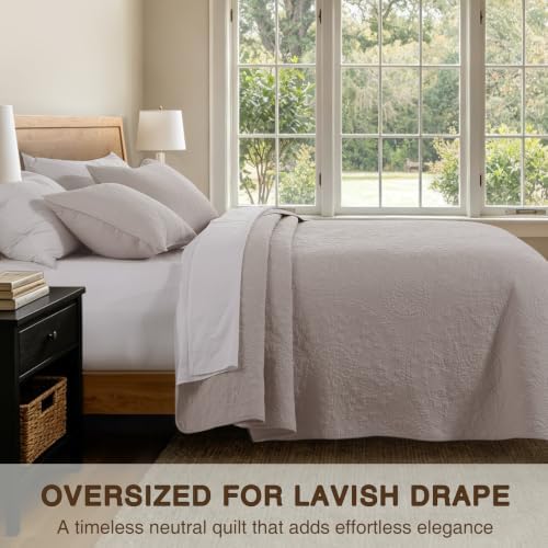 GOONE 100% Cotton Quilt King Size Bedding Quilt Sets 108x98 in, Light
