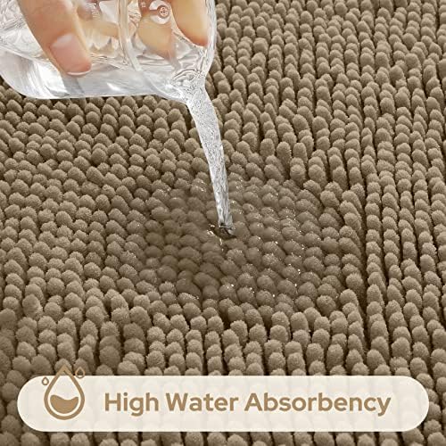 HOMEIDEAS Bathroom Rugs Set of 3, Super Soft Absorbent Chenille Bath