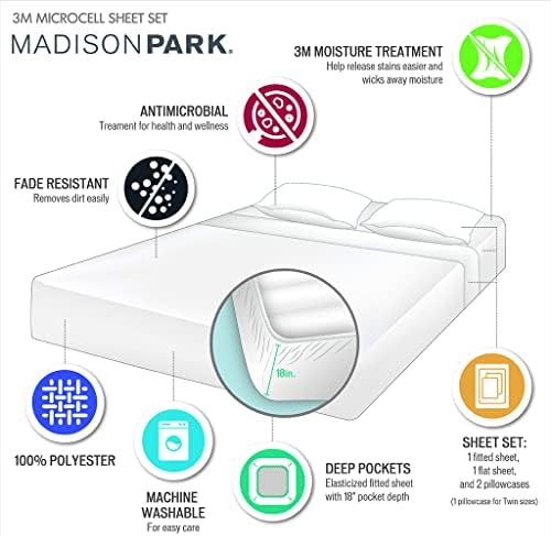 Madison Park 3M Microcell Cal King Sheet Set, Moisture Wicking, 4Pcs