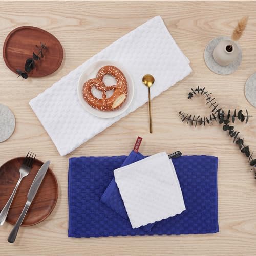 Waffle Weave Cotton Kitchen Towels & Dishcloths Set
