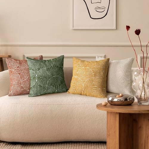 AELS Boho Decorative Textured Throw Pillow Covers 20x20, Modern Mid