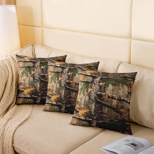 Feelyou Brown Branch Cushion Case Leaf Pattern Throw Pillow Covers