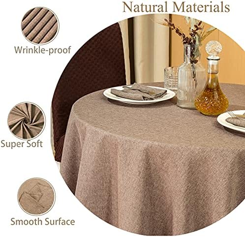 Mebakuk Round Table Cloth Linen Farmhouse Tablecloth Waterproof