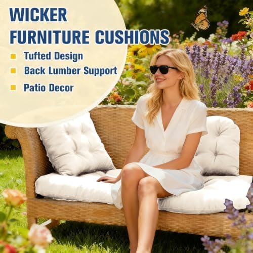Wicker Furniture Cushions Outdoor, Patio Seat Chair Pads, Waterproof