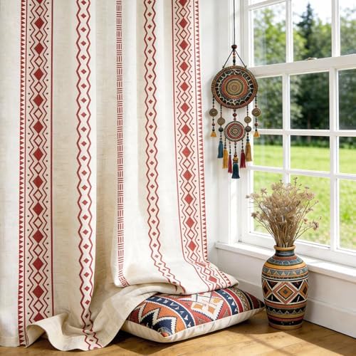 SpaceDresser Boho Curtains 96 Inch Length, Light Filtering Vintage