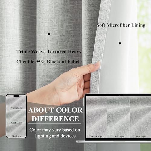WEST LAKE Silver Grey Pinch Pleated 95% Blackout Window Curtain Panels