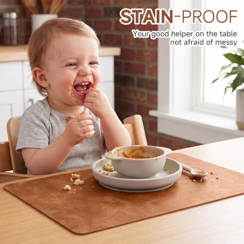Bacgnyer Placemats Set of 6, Faux Leather Wipeable Washable, Ginger