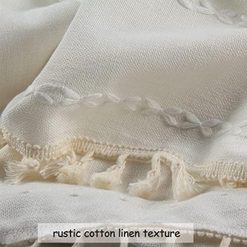 Boho Embroidery Linen Curtains 108 Inches Long for Living Room, 2