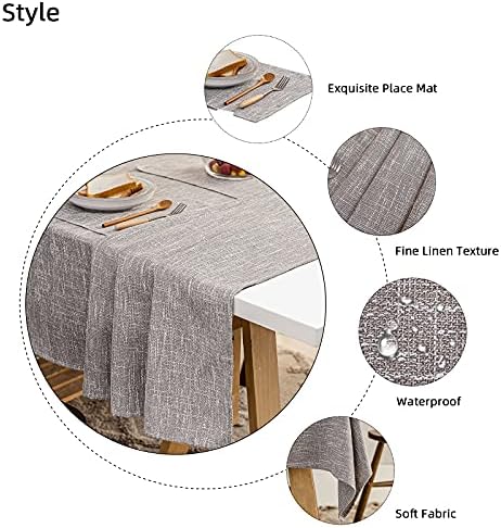 Waterproof Linen Tablecloths Rectangle Dining(70"x110") Gray Coffee