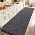 ACCUMTEK Striped Grey Bathroom Rug Mat 59"x24" Ultra Soft, Non Slip