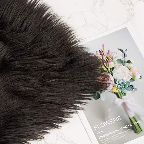 HYSEAS Set of 2 Decorative Faux Fur Throw Pillow Covers, Black Fluffy