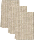 Beige Striped Kitchen Towels Set of 3, Water Absorbent Dish Towel