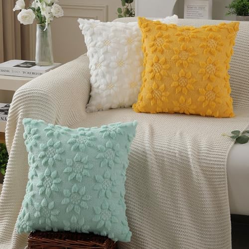 DFXSZ Spring Summer Pillow Covers 22x22 inch Set of 2 White Sunflower