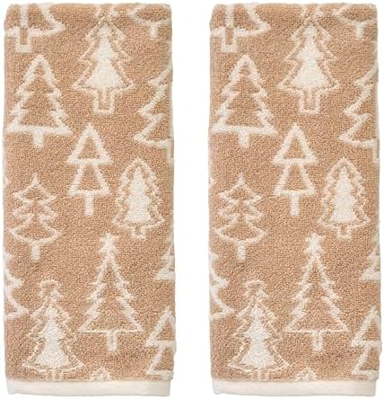 SKL Home Christmas/Winter Mod Tree Hand Towel Set-2pc, 100% Cotton