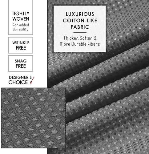 Clara Clark Grey Shower Curtain - Hotel Quality Waffle Fabric Bath