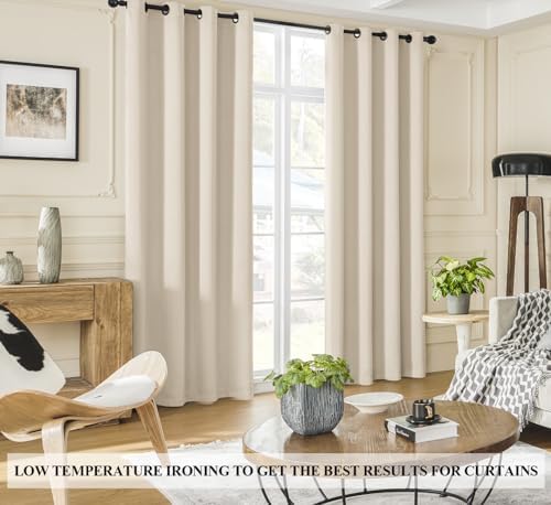 Rutterllow 100% Blackout Curtains for Bedroom and Living Room 2 Panels