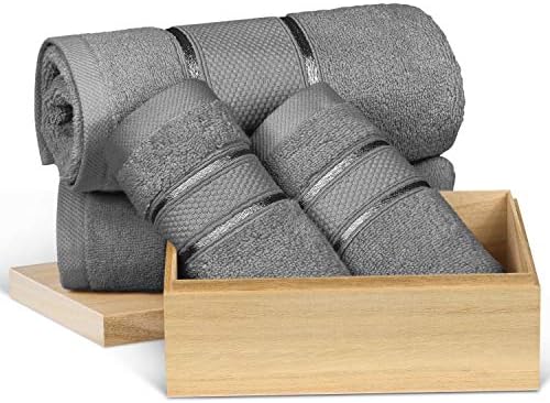 6 Pieces Towel Set Zero Twist Ultra Soft Long Staple Cotton- Set