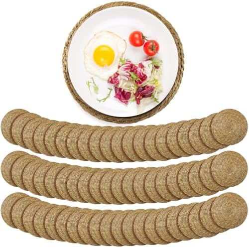 Colingmill 60 Sets 12 Inch Round Woven Placemats Bulk Farmhouse Boho